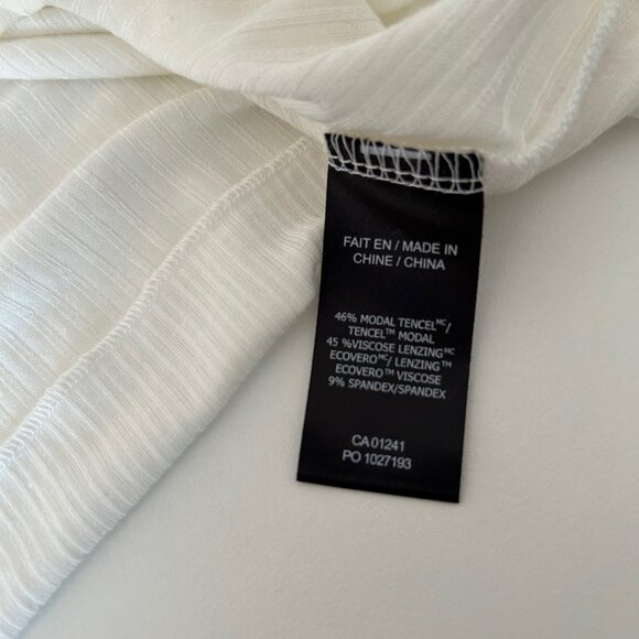 White Mock-Neck Long-Sleeve T-Shirt, Size Large, Slightly Sheer - Picture 12 of 13